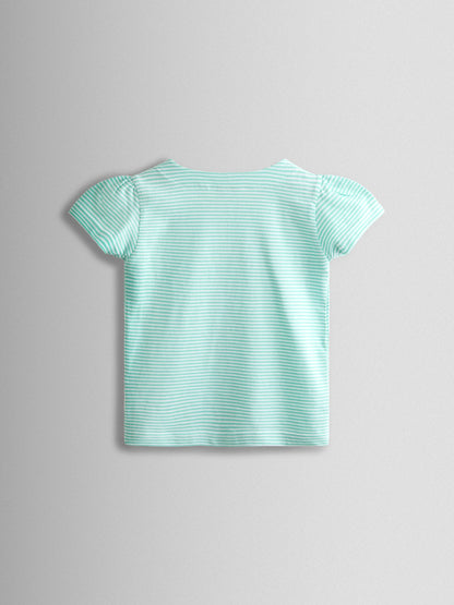 JoJo Maman Bébé Green Safari Zebra Appliqué Button Shoulder T-Shirt image 2