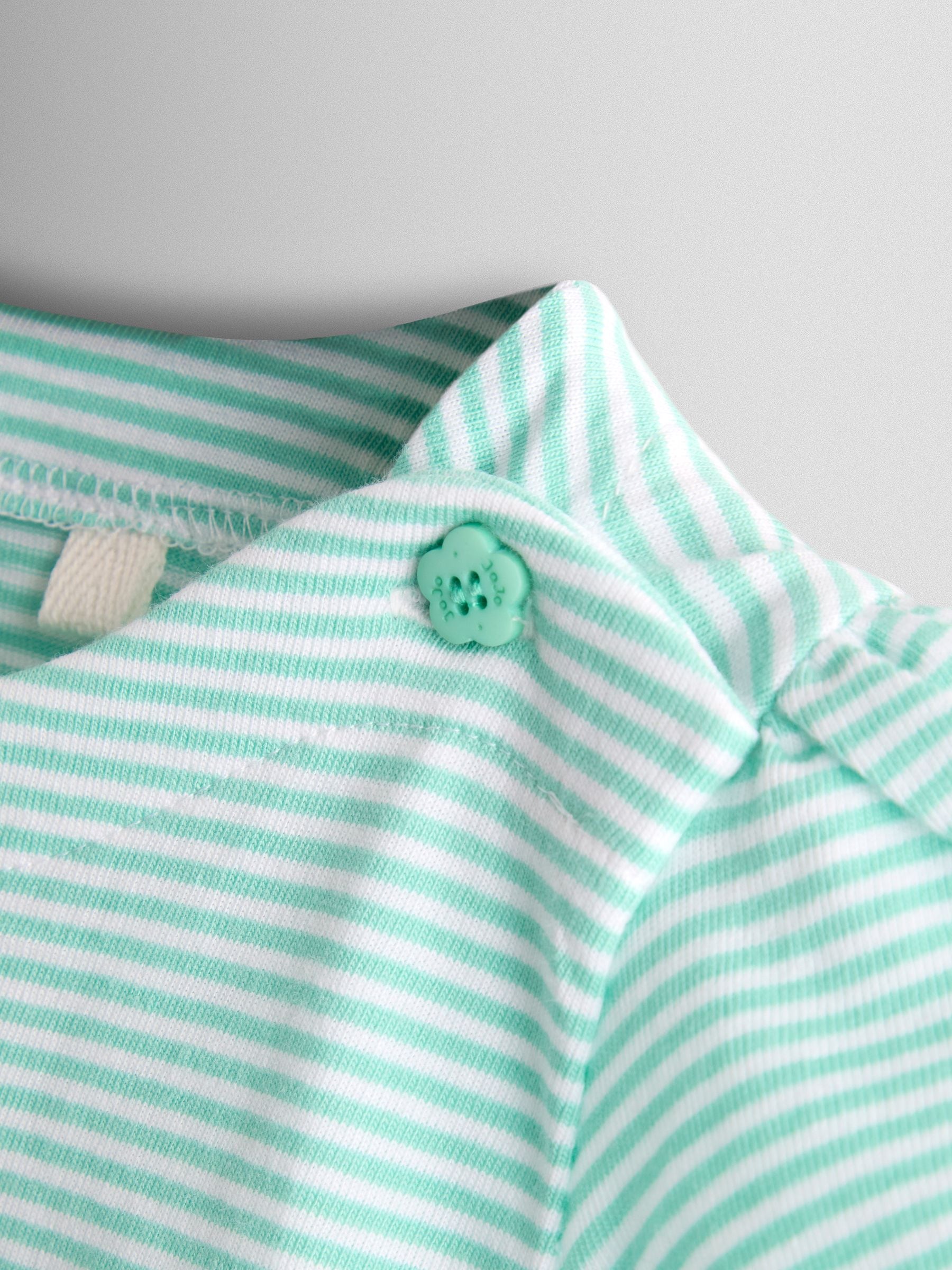 JoJo Maman Bébé Green Safari Zebra Appliqué Button Shoulder T-Shirt image 3