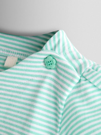 JoJo Maman Bébé Green Safari Zebra Appliqué Button Shoulder T-Shirt image 3