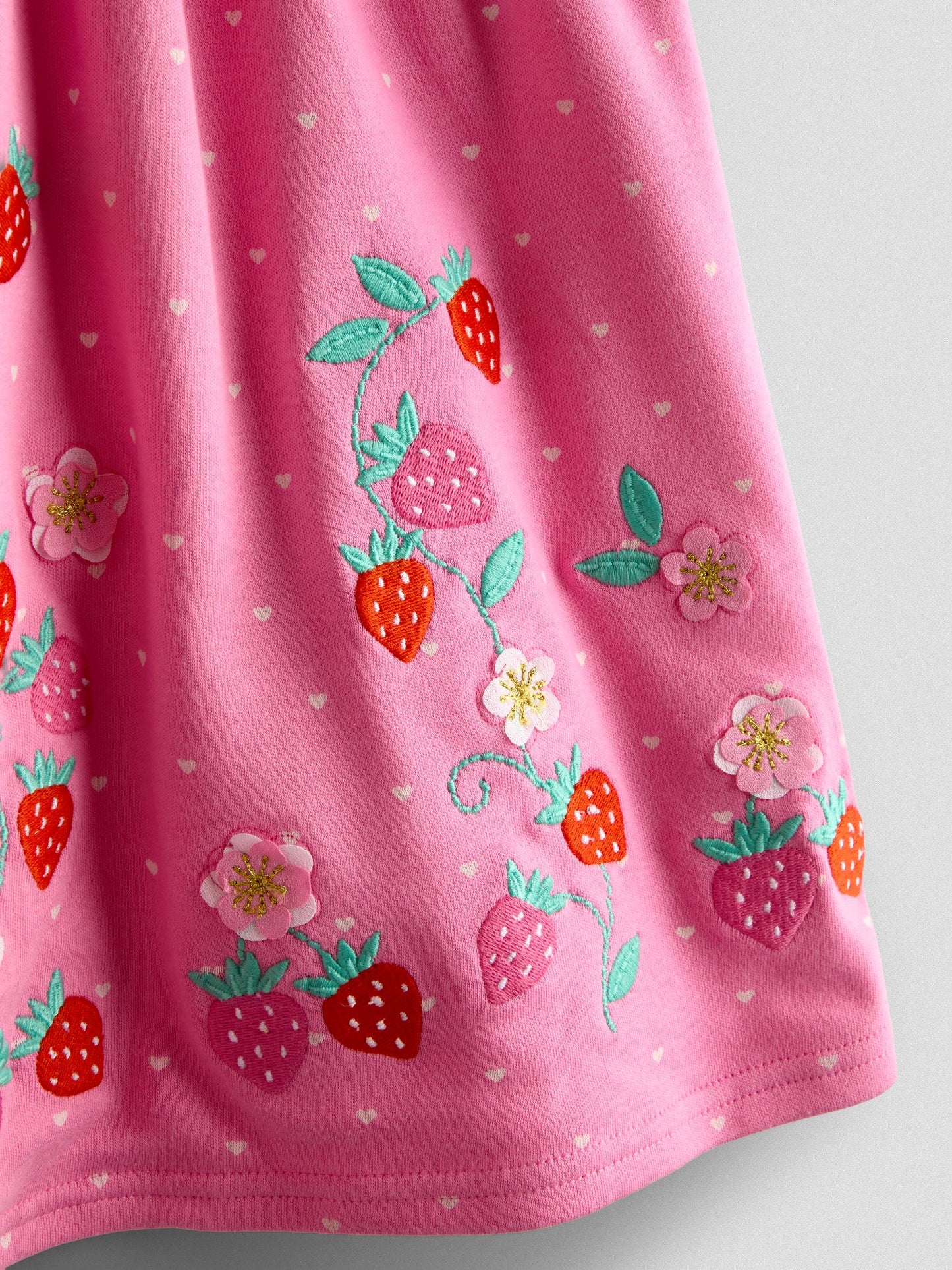 JoJo Maman Bébé Pink Strawberry Appliqué Bow Dress image 3