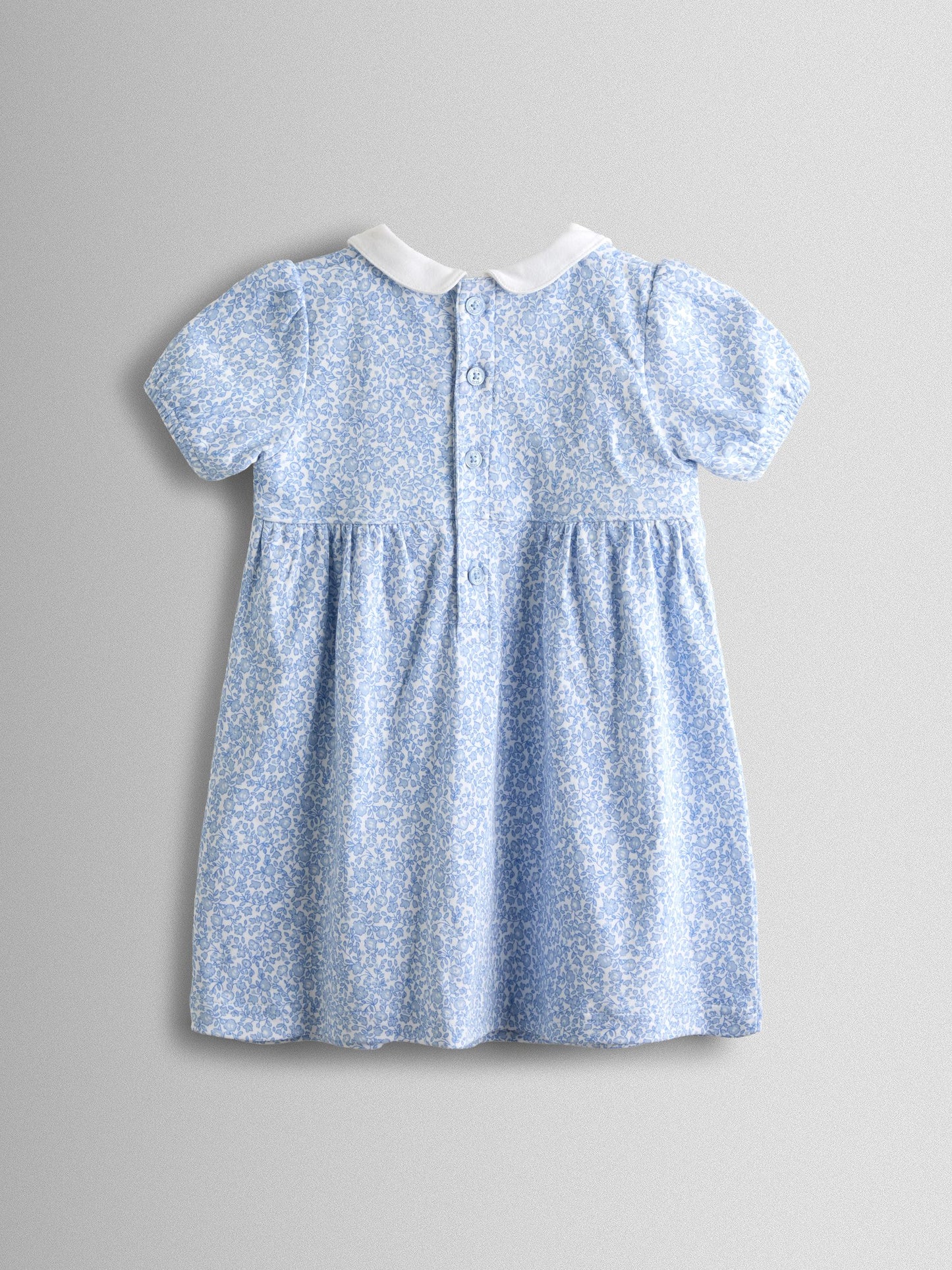 JoJo Maman Bébé Blue Ditsy Floral Collared Smocked Baby Dress image 3