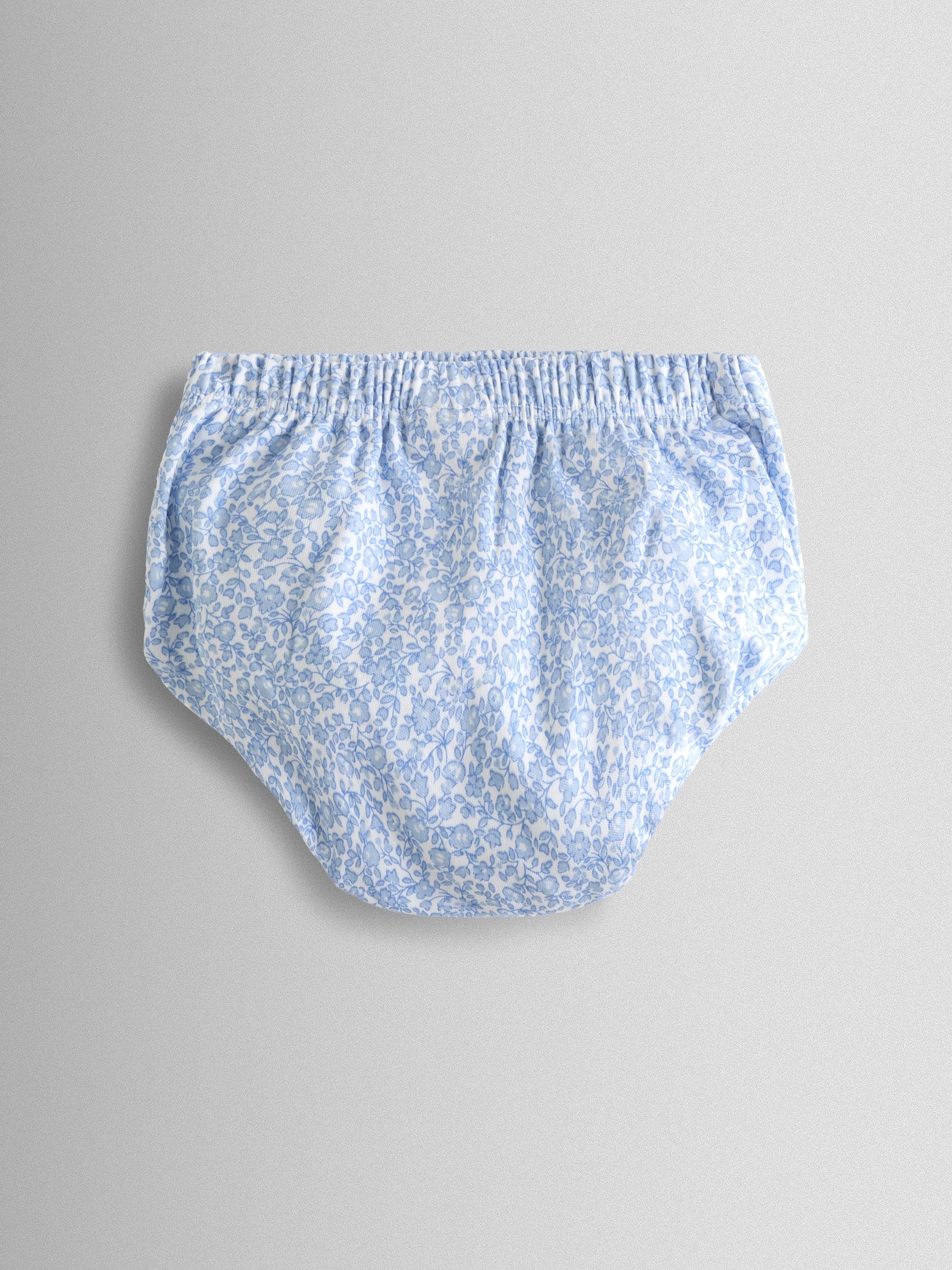 JoJo Maman Bébé Blue Ditsy Floral Collared Smocked Baby Dress image 4