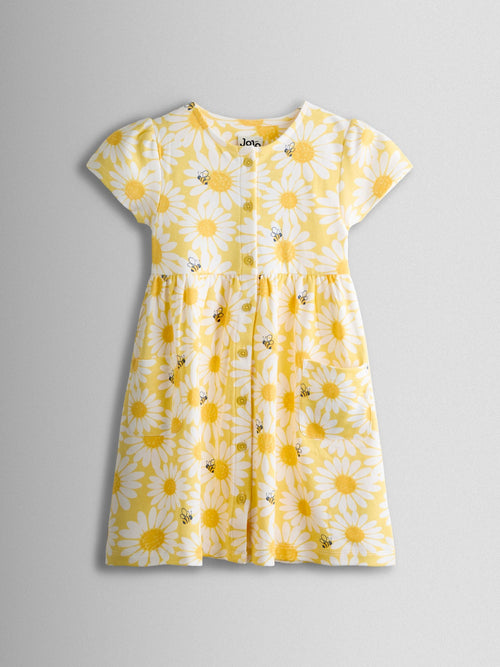 JoJo Maman Bébé Yellow Button Down Pet In Pocket Dress image 1