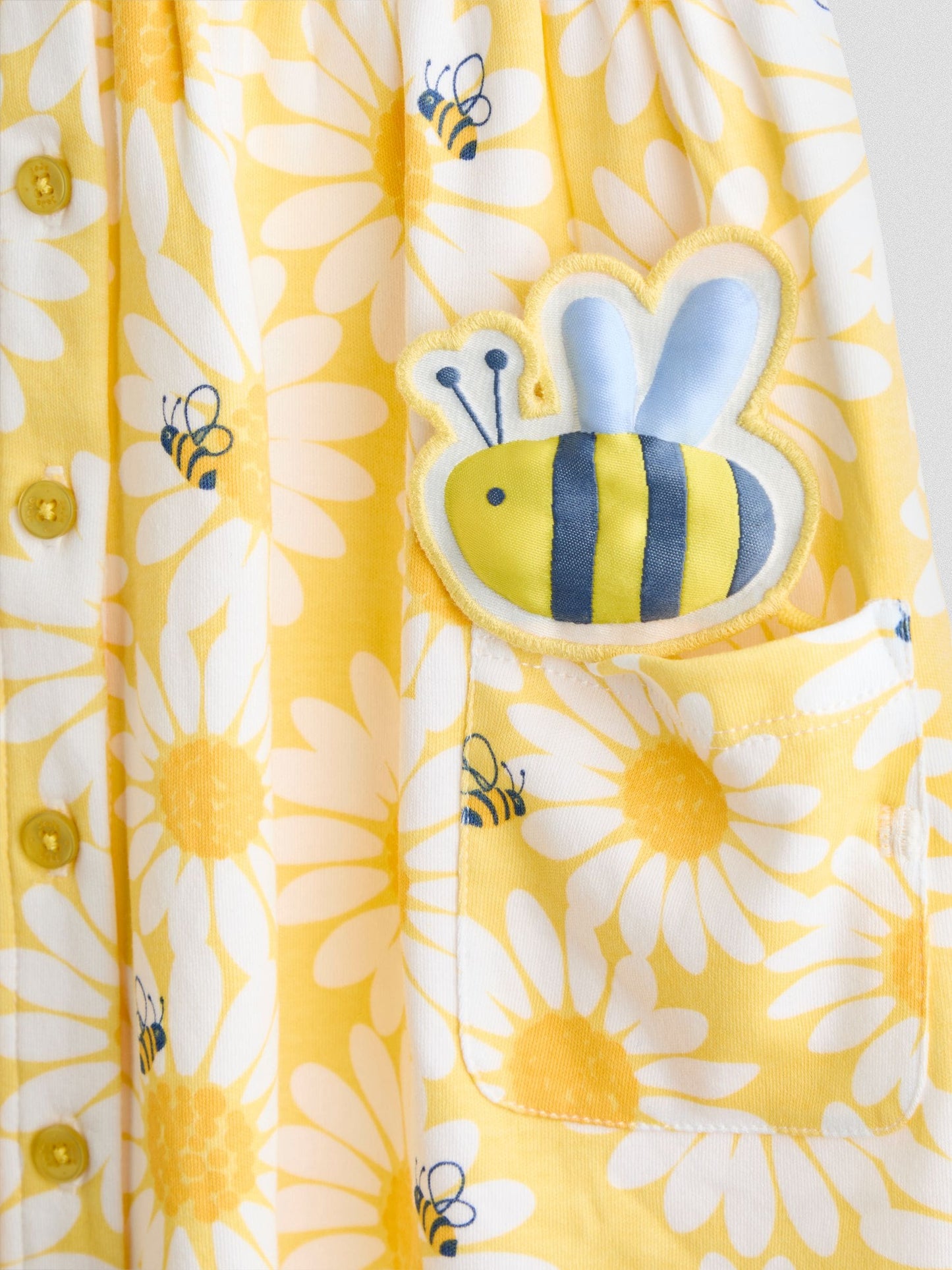 JoJo Maman Bébé Yellow Button Down Pet In Pocket Dress image 3