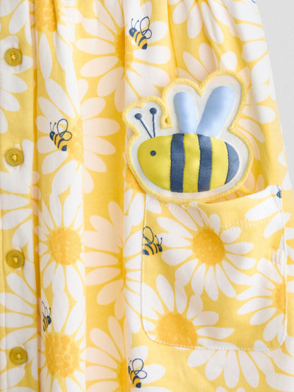 JoJo Maman Bébé Yellow Button Down Pet In Pocket Dress image 3