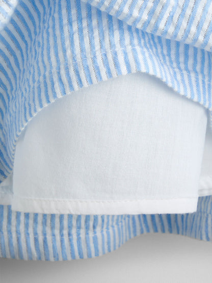 JoJo Maman Bébé Blue Sparkle Smocked Sleeveless Nautical Dress image 7