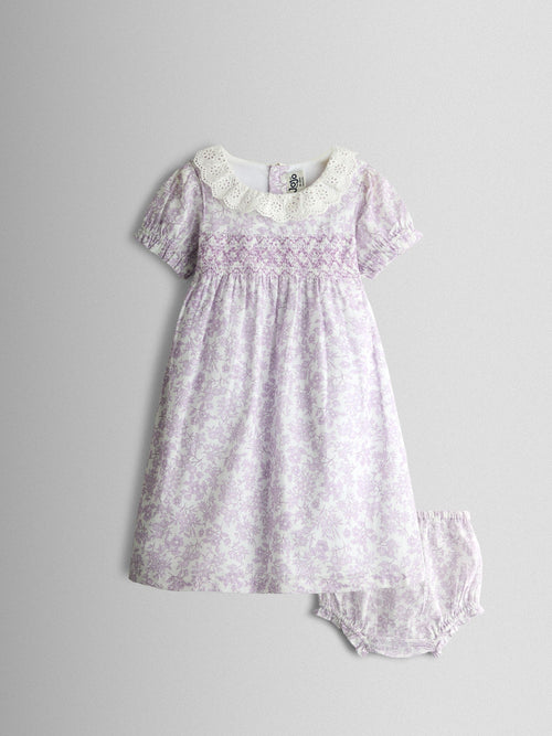 Dsiney Kidz - JoJo Maman Bébé Lilac Purple Garden Floral Smocked Woven Dress image 1