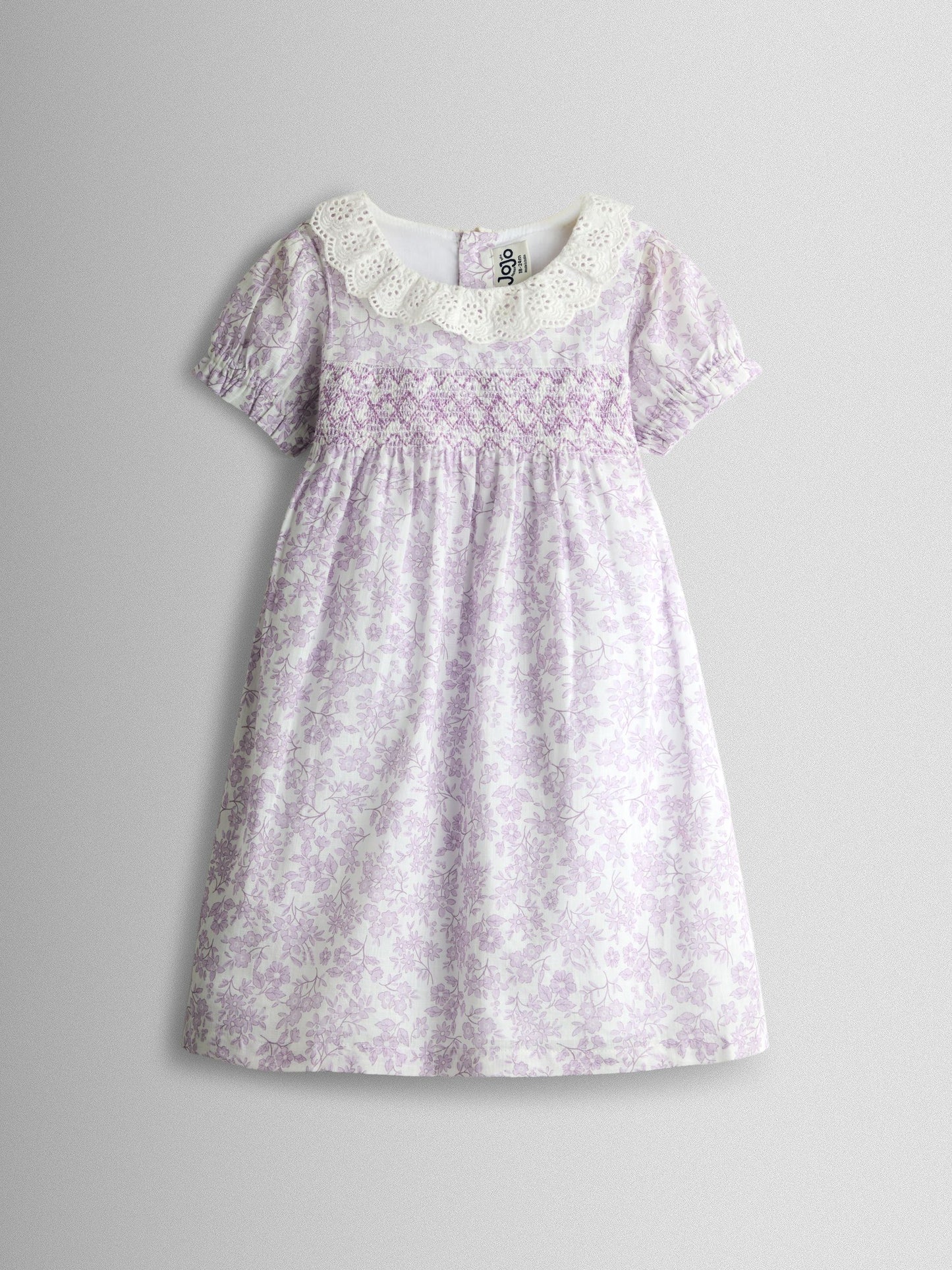 JoJo Maman Bébé Lilac Purple Garden Floral Smocked Woven Dress image 2