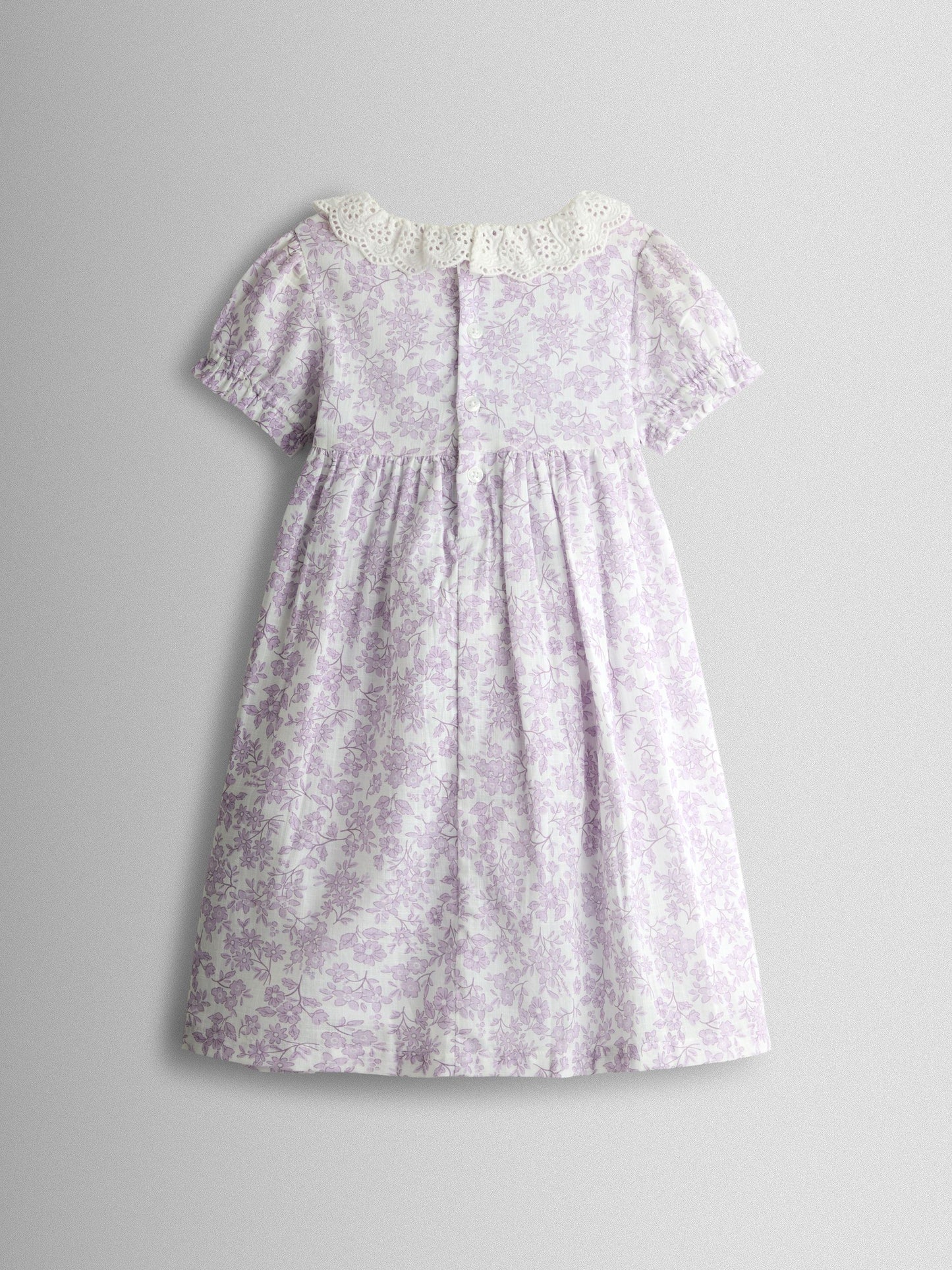 JoJo Maman Bébé Lilac Purple Garden Floral Smocked Woven Dress image 3