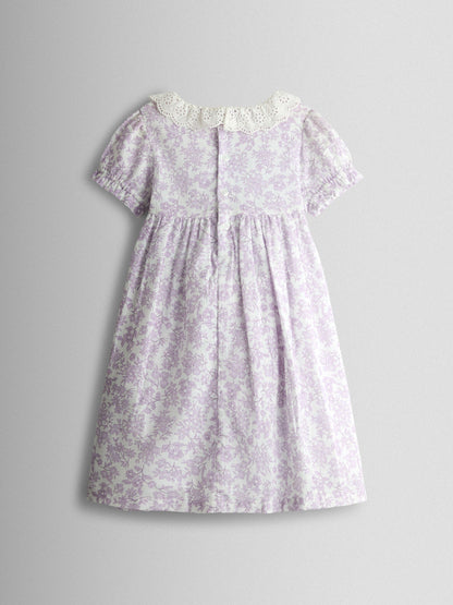 JoJo Maman Bébé Lilac Purple Garden Floral Smocked Woven Dress image 3