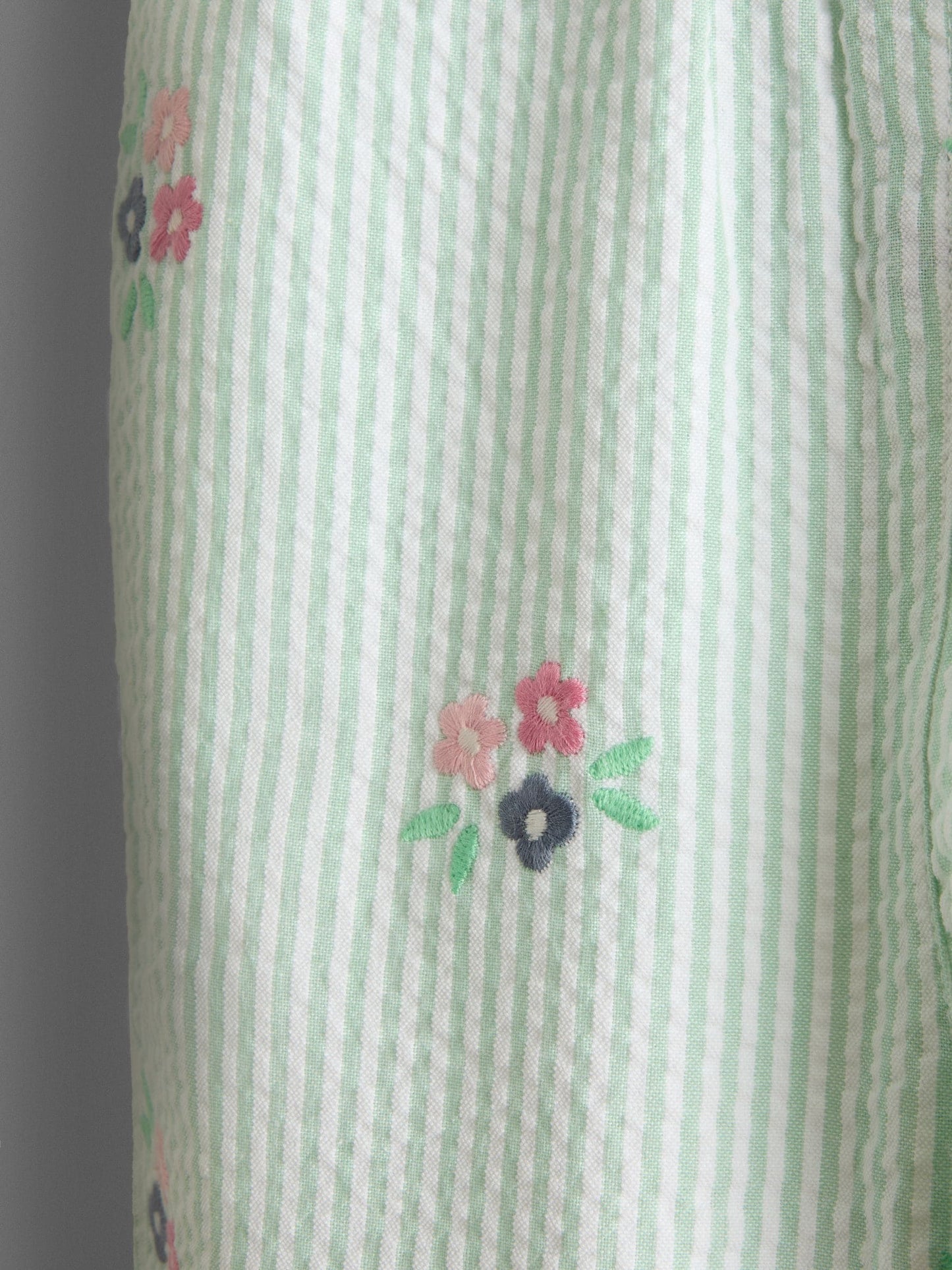 JoJo Maman Bébé Green Stripe Floral Embroidered Collar Dungaree image 4