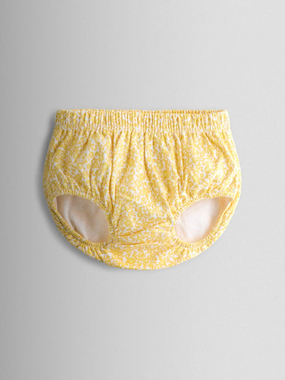 JoJo Maman Bébé Yellow Ditsy Scallop Collar Smocked Dress image 4