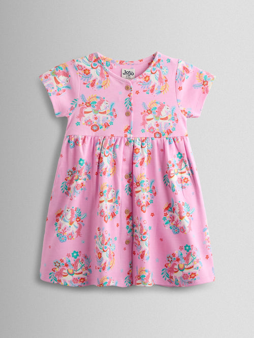 JoJo Maman Bébé Pink Button Down Pet In Pocket Dress image 1