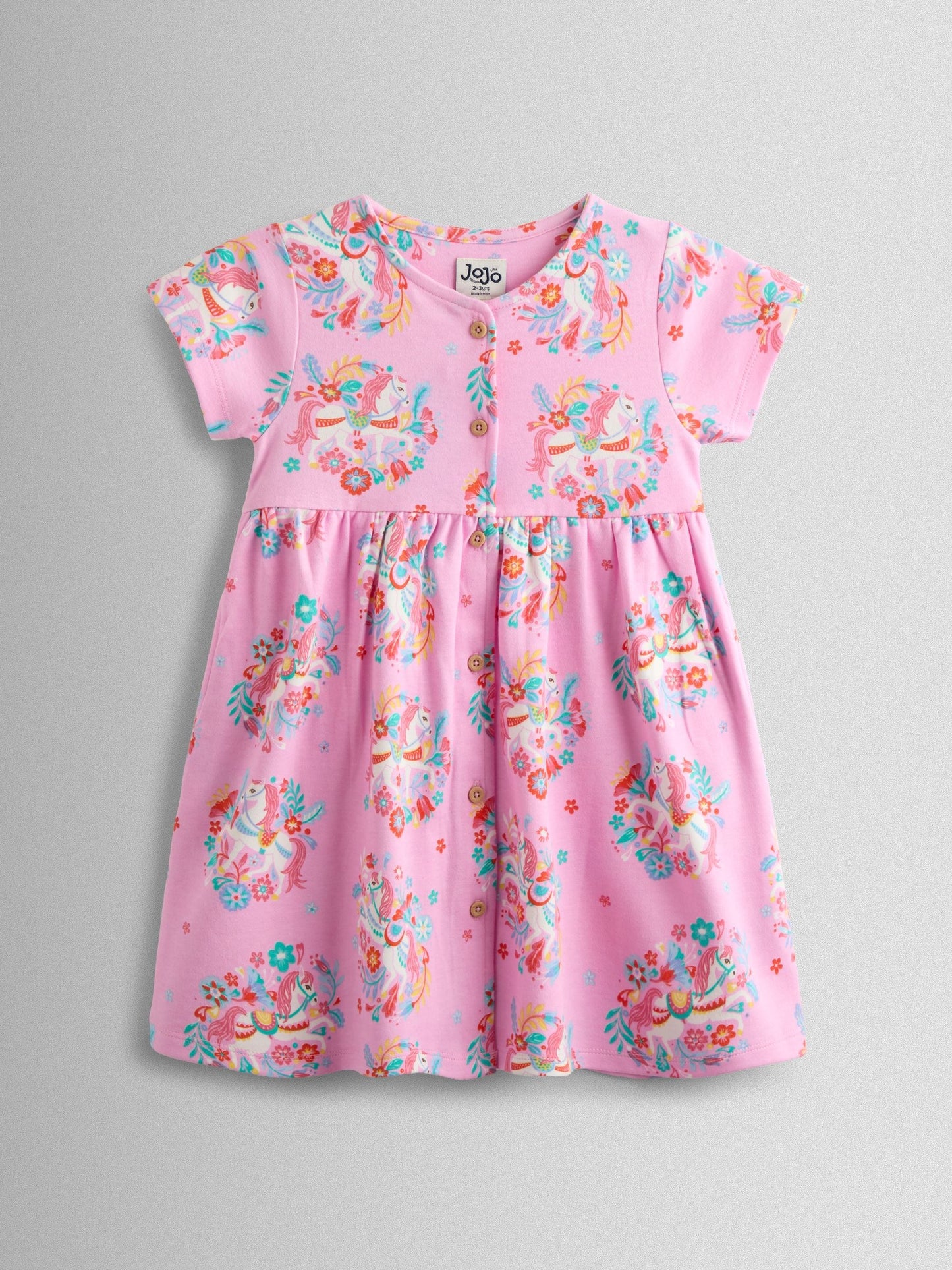 JoJo Maman Bébé Pink Button Down Pet In Pocket Dress image 1