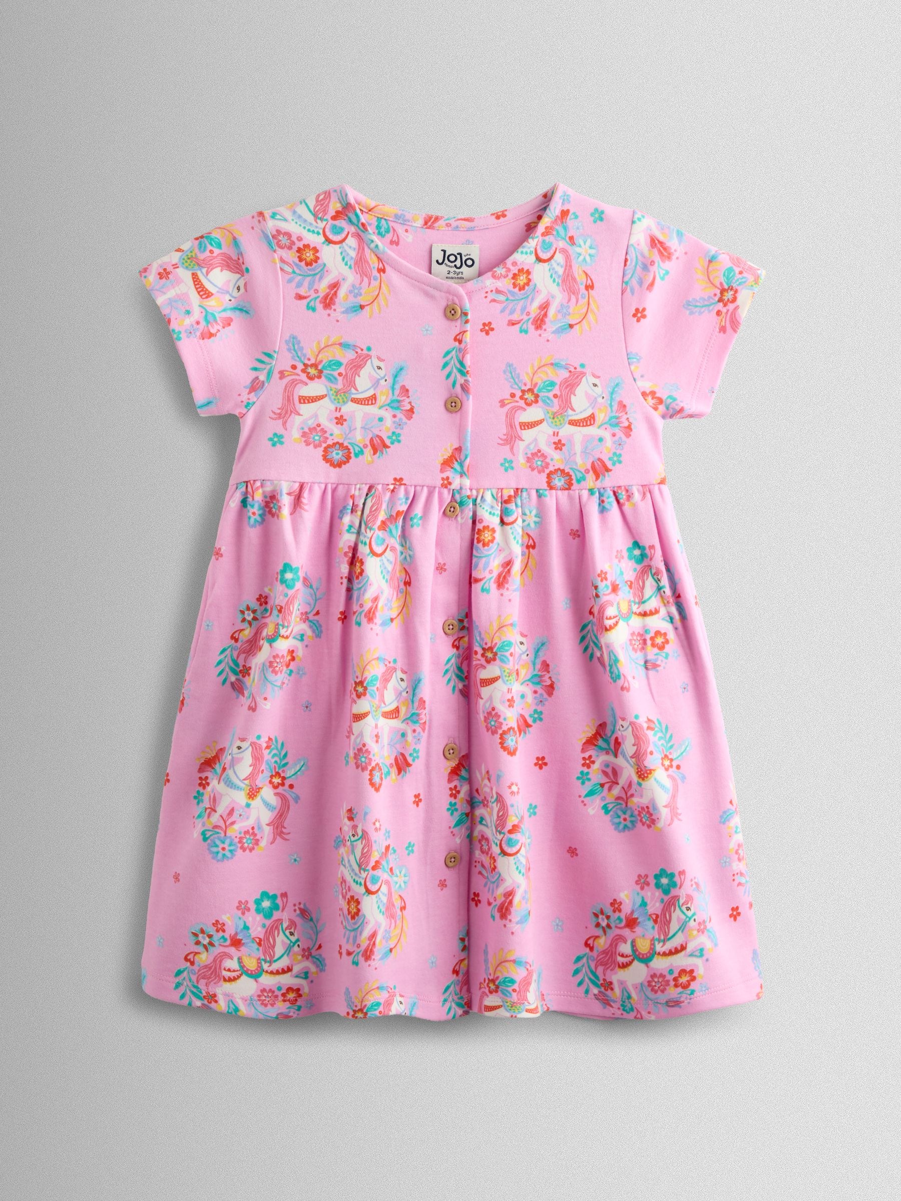 JoJo Maman Bébé Pink Button Down Pet In Pocket Dress image 1