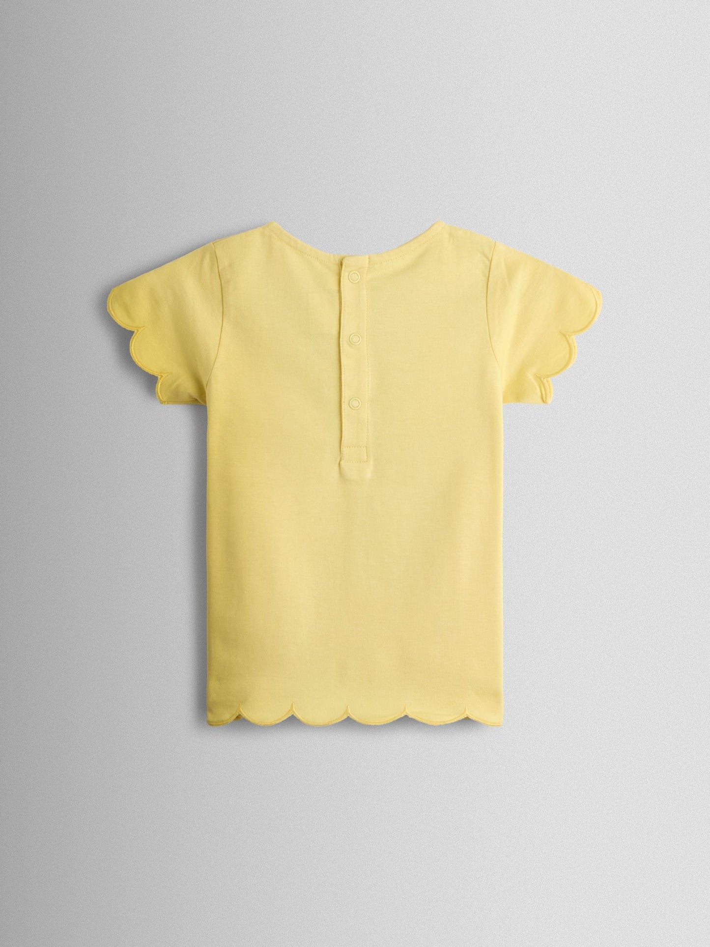 JoJo Maman Bébé Yellow Mouse Garden Appliqué Scalloped T-shirt image 2