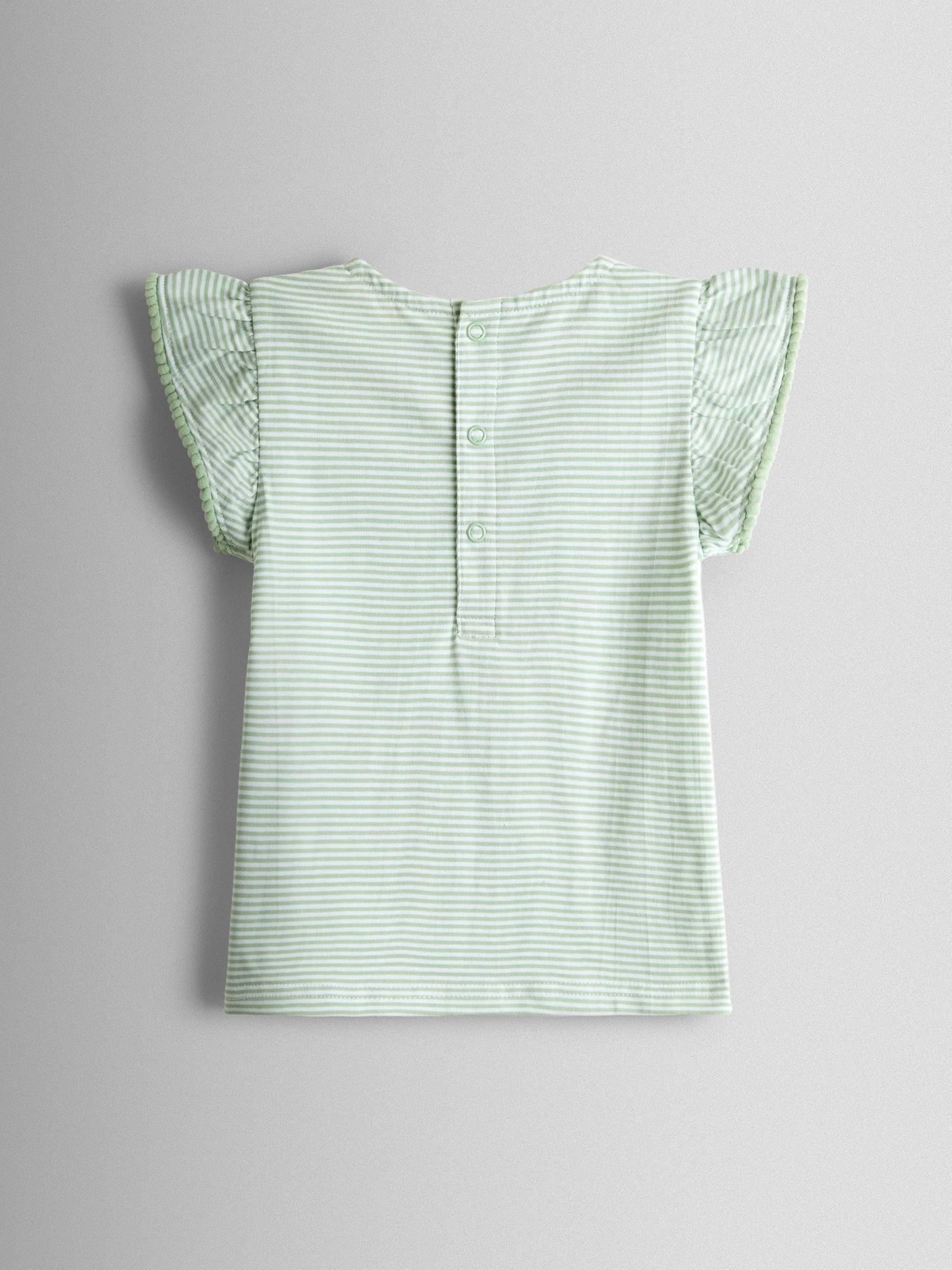 Dsiney Kidz - JoJo Maman Bébé Green Appliqué Frill Shoulder T-Shirt image 2