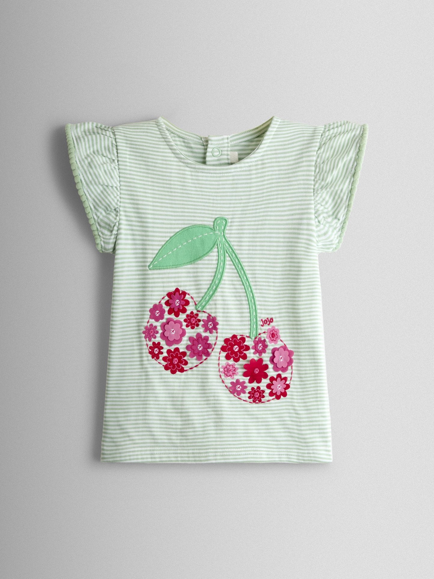 Dsiney Kidz - JoJo Maman Bébé Green Appliqué Frill Shoulder T-Shirt image 1