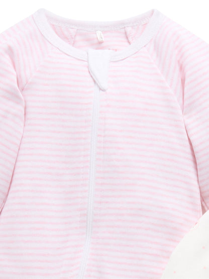 Purebaby Pale Pink Bear Zip Baby Sleepsuits 2 Pack image 4