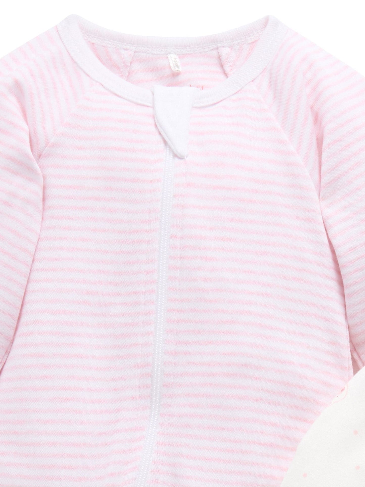 Purebaby Pale Pink Bear Zip Baby Sleepsuits 2 Pack image 4
