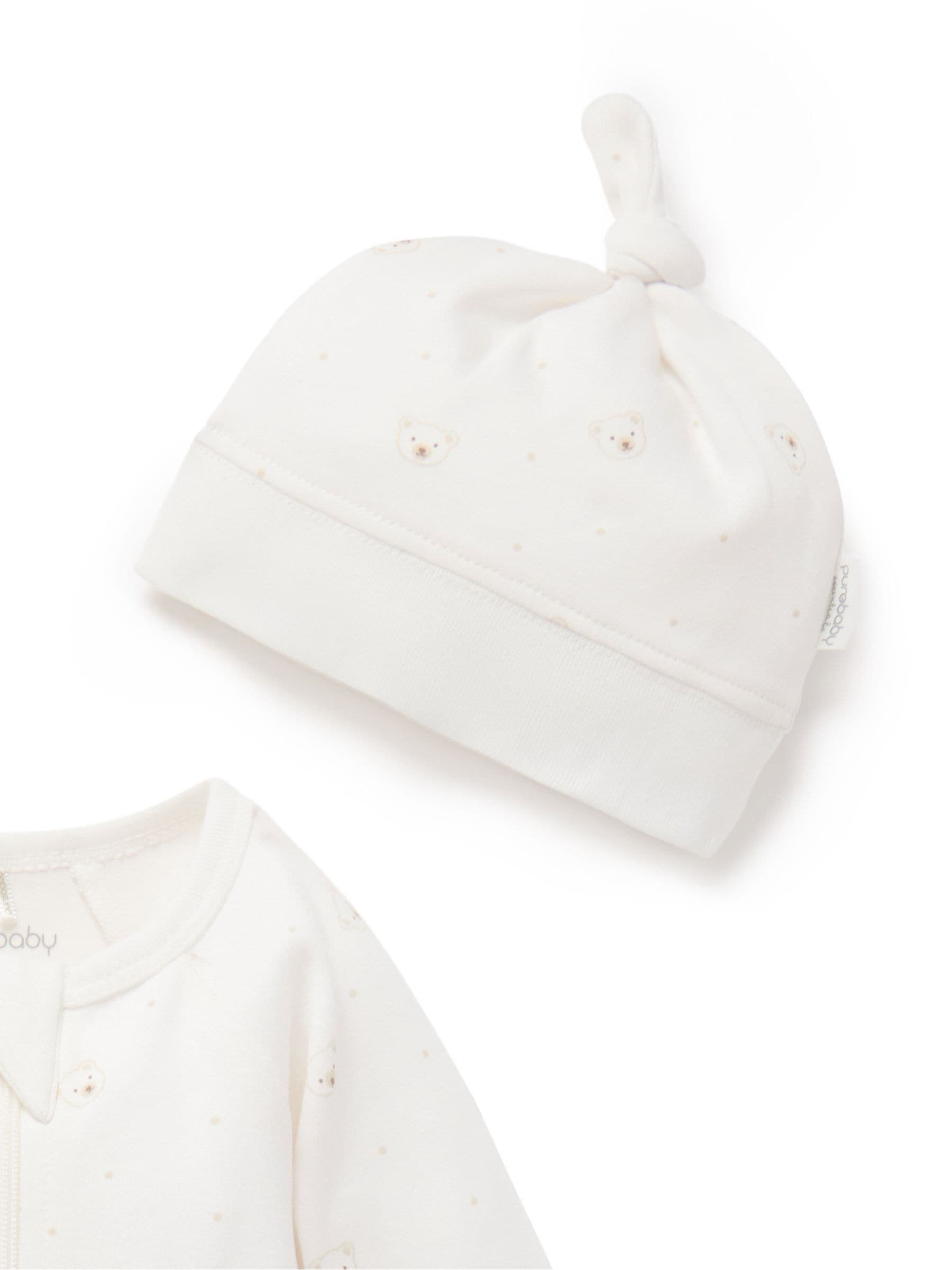 Purebaby Natural Zip Growsuit & Hat Set image 4