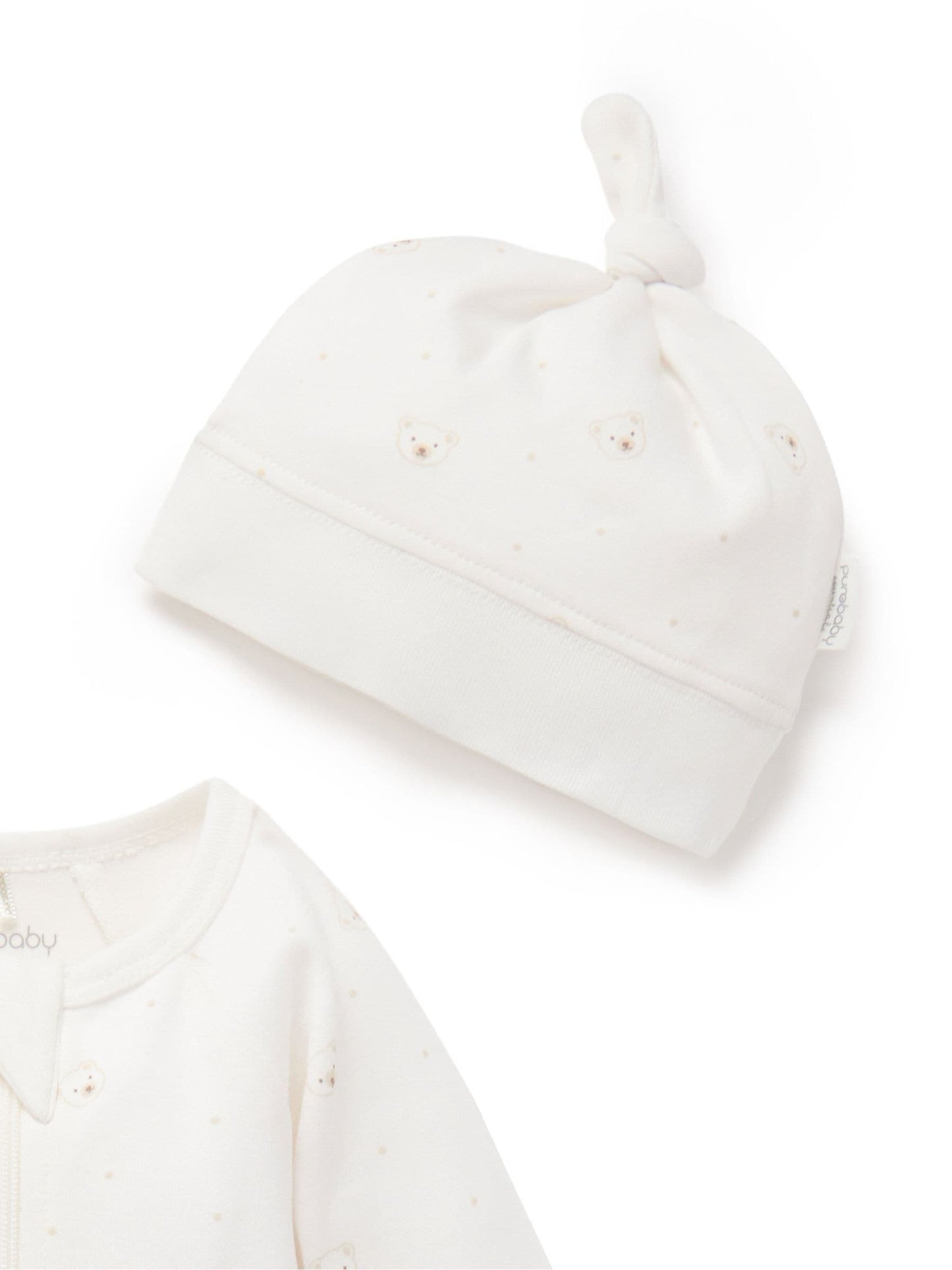 Purebaby Natural Zip Growsuit & Hat Set image 4