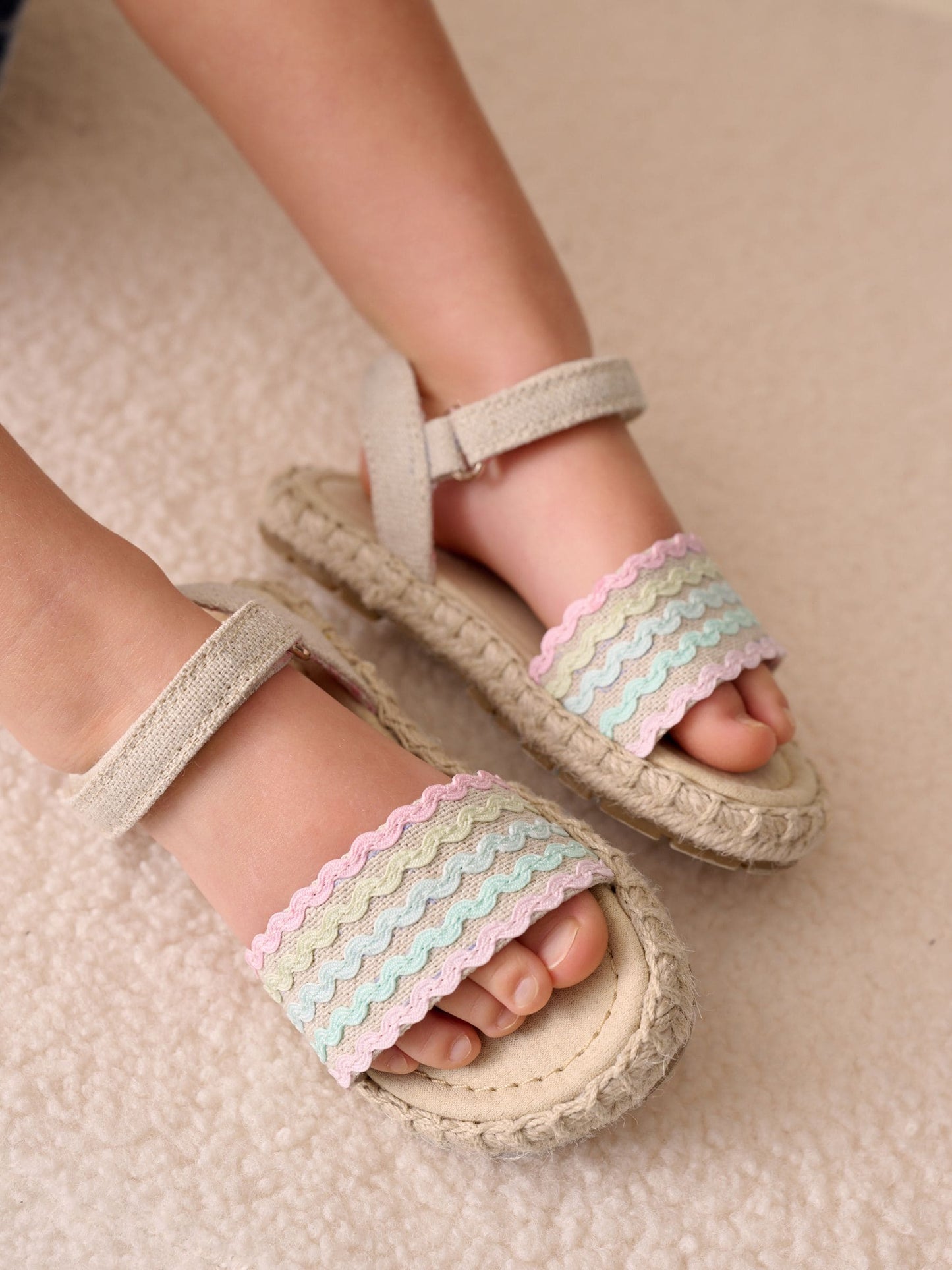 Multi Pastel Ankle Strap Sandals with Touch Fastening image 1