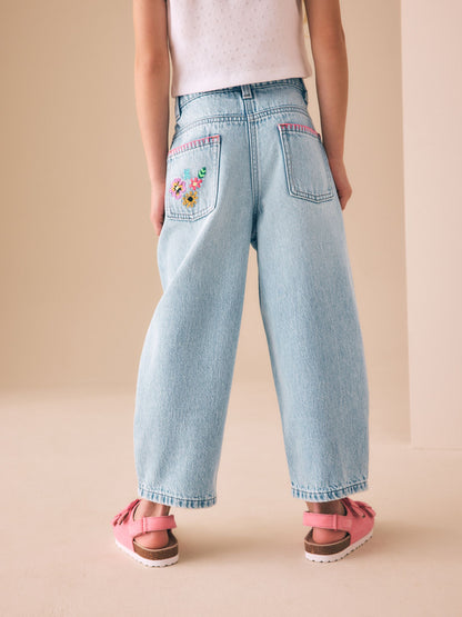 Dsiney Kidz - Fluro Embroidery Barrel Leg Jeans (3-16yrs) image 2
