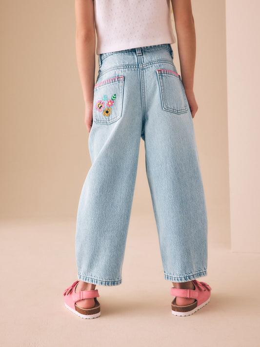 Dsiney Kidz - Fluro Embroidery Barrel Leg Jeans (3-16yrs) image 2