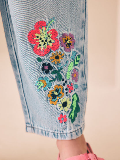 Dsiney Kidz - Fluro Embroidery Barrel Leg Jeans (3-16yrs) image 5