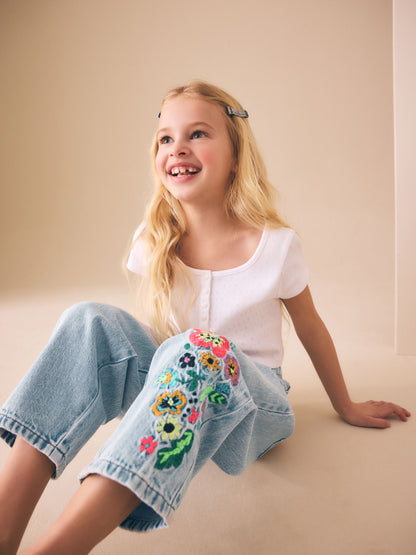 Dsiney Kidz - Fluro Embroidery Barrel Leg Jeans (3-16yrs) image 7