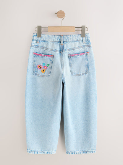 Dsiney Kidz - Fluro Embroidery Barrel Leg Jeans (3-16yrs) image 9