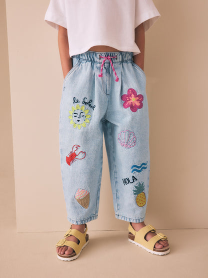 Dsiney Kidz - Fruit Embroidery Barrel Leg Jeans (3-16yrs) image 1