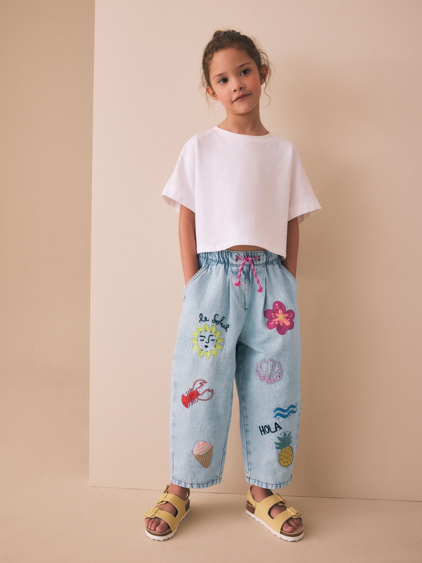 Dsiney Kidz - Fruit Embroidery Barrel Leg Jeans (3-16yrs) image 2