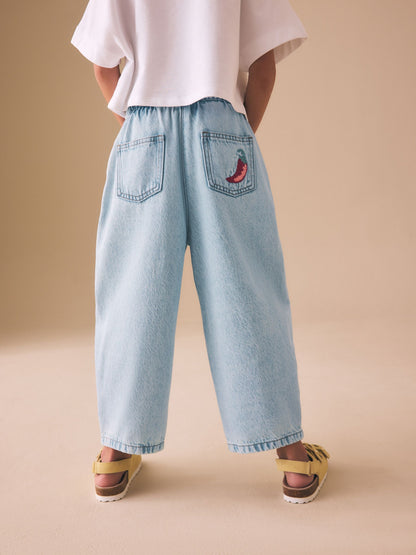 Dsiney Kidz - Fruit Embroidery Barrel Leg Jeans (3-16yrs) image 3