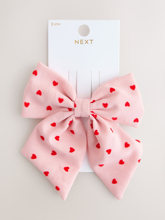 Pink Heart Bow Hair Clip image 1