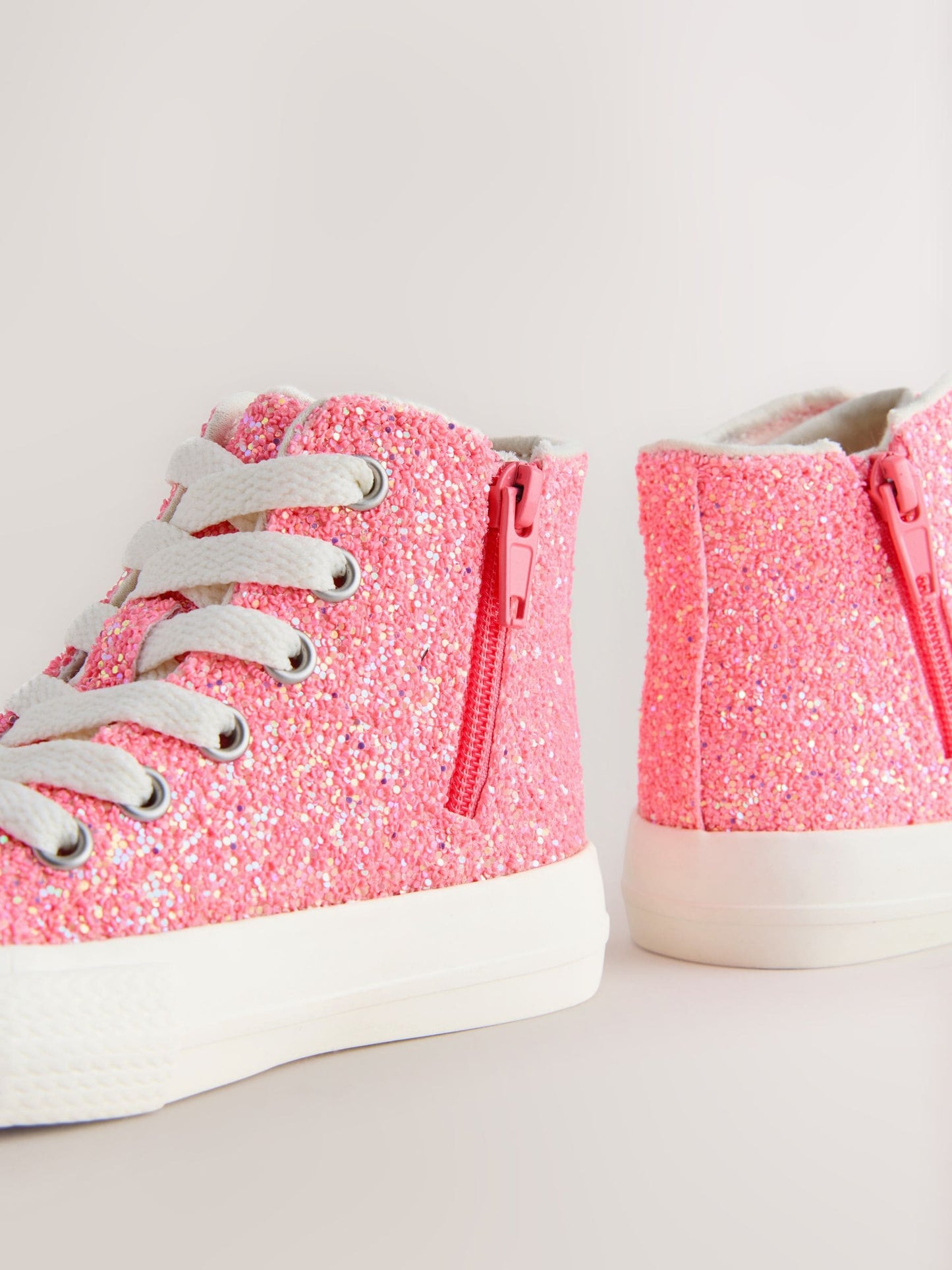 Pink Glitter Standard Fit (F) High Top Trainers image 3