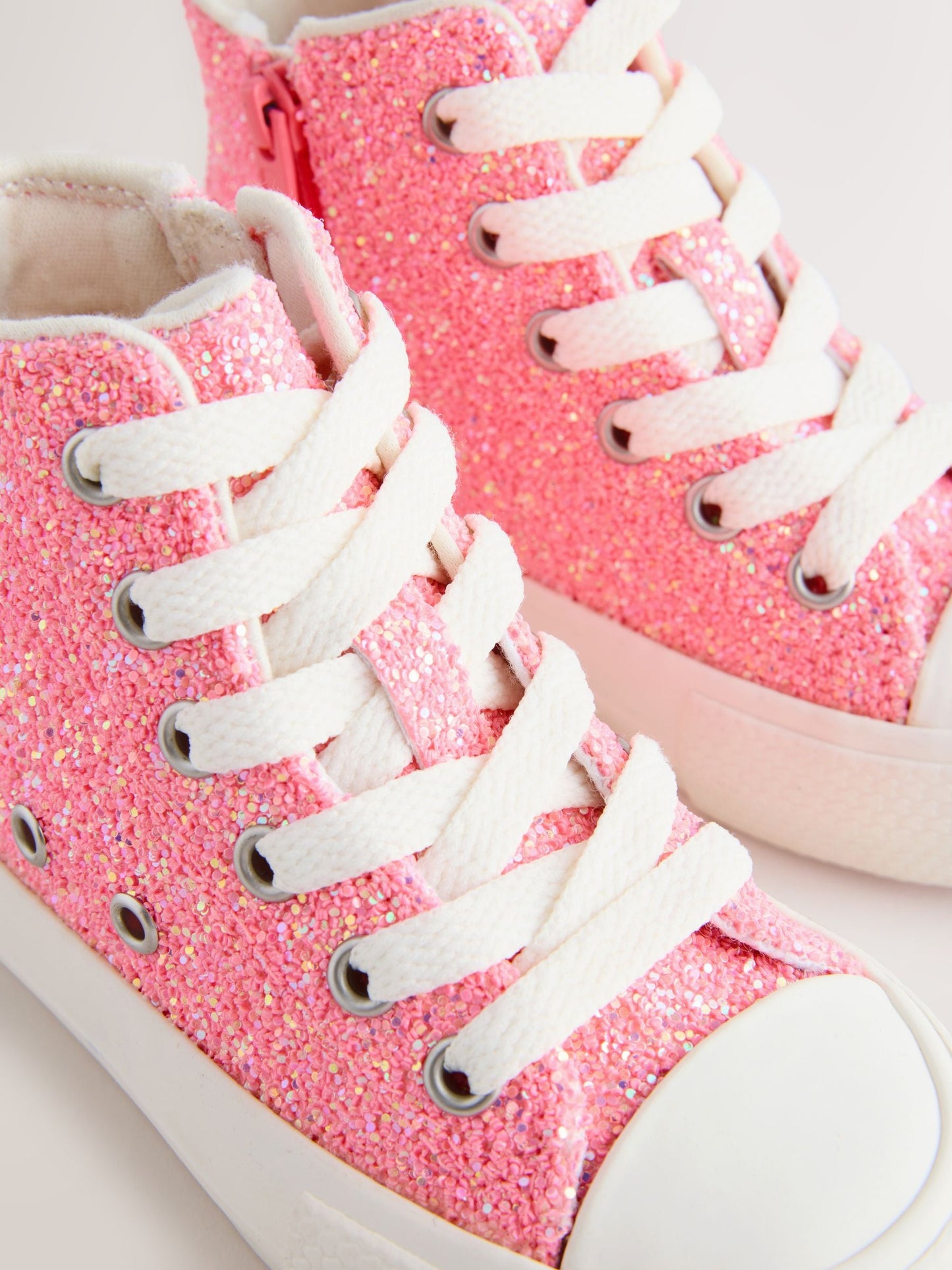 Pink Glitter Standard Fit (F) High Top Trainers image 4