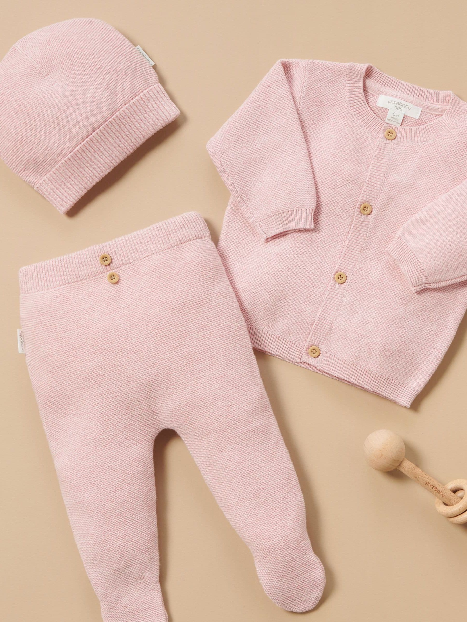 Dsiney Kidz - Purebaby Pink Textured Knit Cardigan image 5