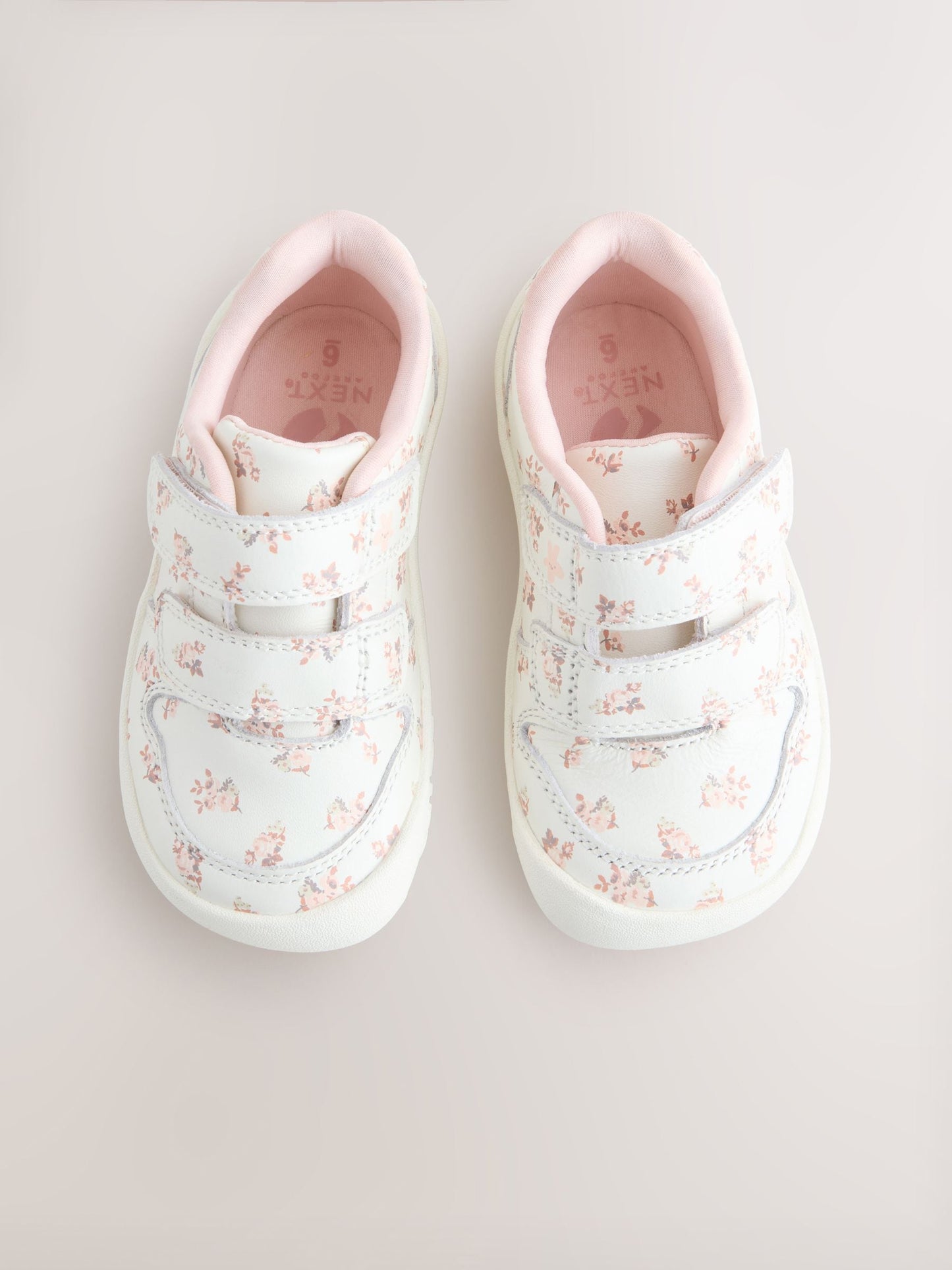 White Floral Barefoot Leather Touch Fastening Trainers image 5