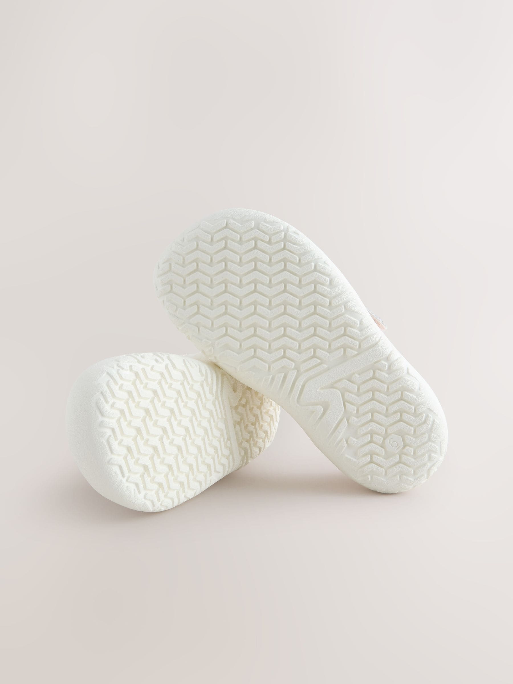 White Floral Barefoot Leather Touch Fastening Trainers image 7