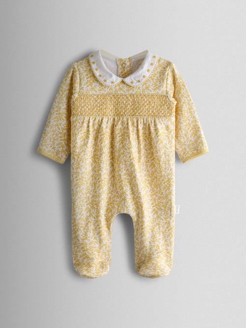 JoJo Maman Bébé Yellow Pretty Appliqué Sleepsuit image 1