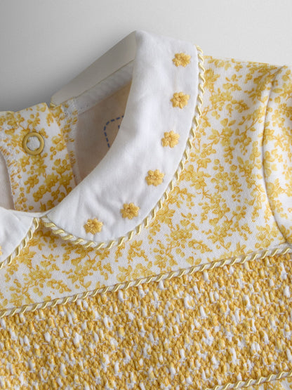 JoJo Maman Bébé Yellow Pretty Appliqué Sleepsuit image 3