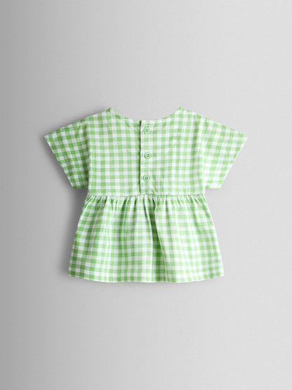 JoJo Maman Bébé Green Fruit Appliqué Peplum T-Shirt image 2