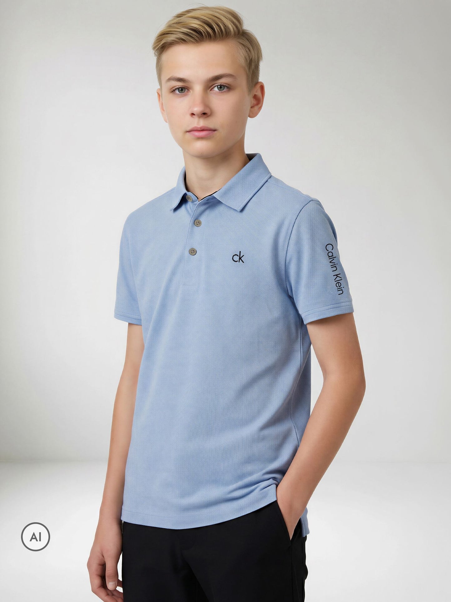 Dsiney Kidz - Calvin Klein Golf Light Blue Junior Uni Polo Shirt image 1