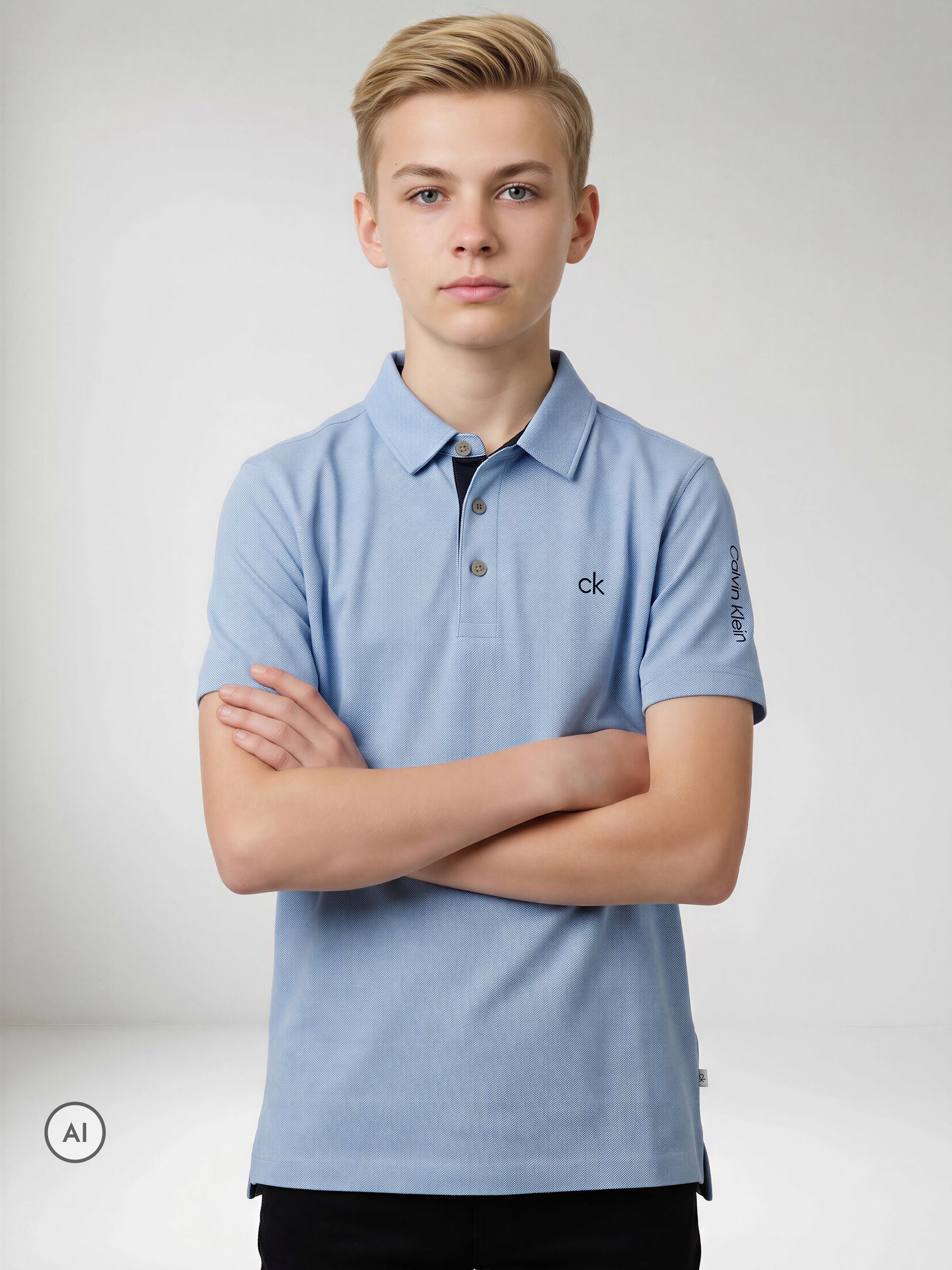 Dsiney Kidz - Calvin Klein Golf Light Blue Junior Uni Polo Shirt image 2