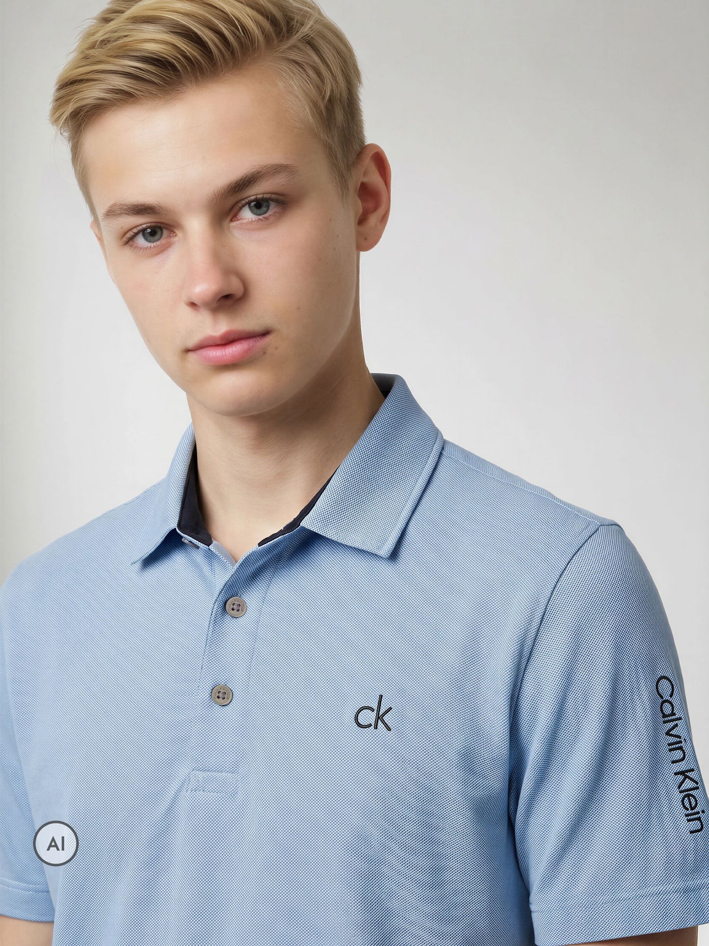 Dsiney Kidz - Calvin Klein Golf Light Blue Junior Uni Polo Shirt image 3