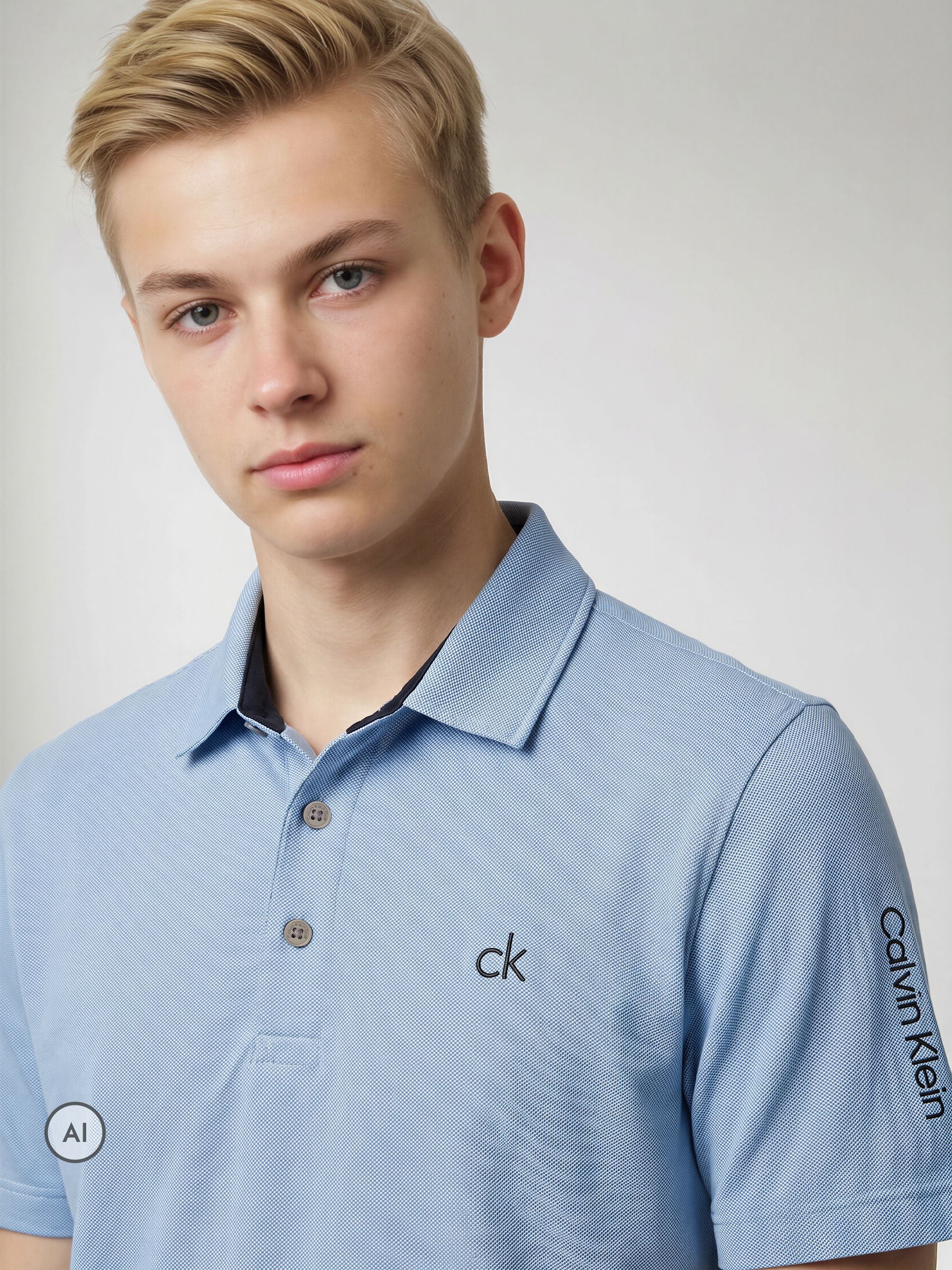 Dsiney Kidz - Calvin Klein Golf Light Blue Junior Uni Polo Shirt image 3