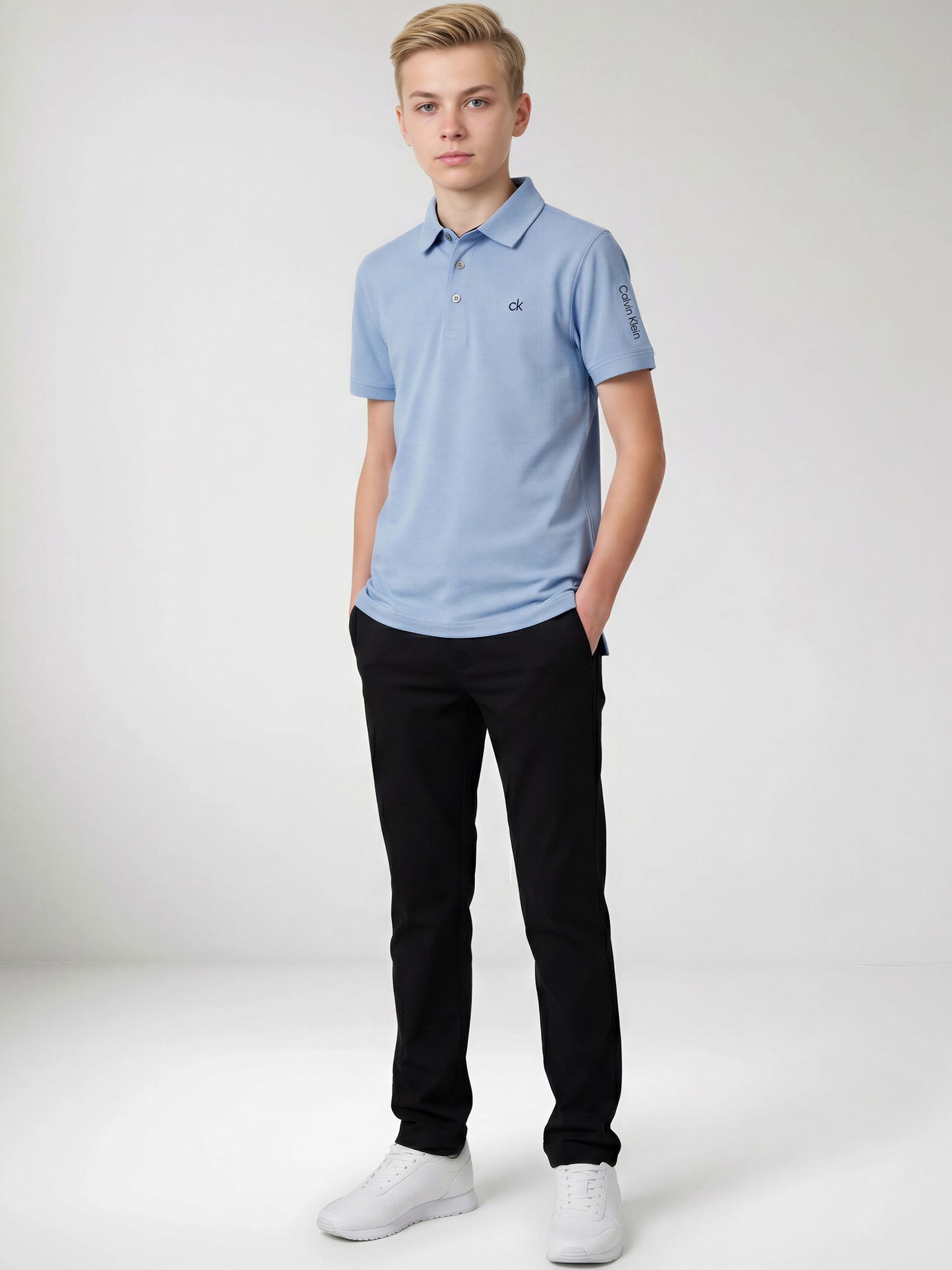 Dsiney Kidz - Calvin Klein Golf Light Blue Junior Uni Polo Shirt image 4