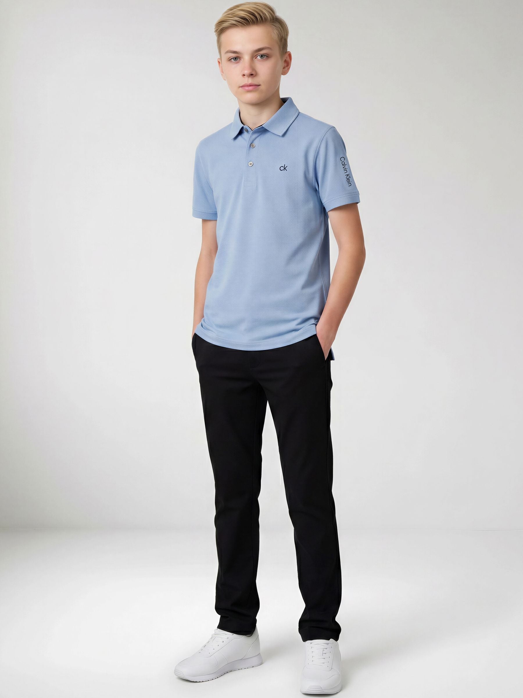 Dsiney Kidz - Calvin Klein Golf Light Blue Junior Uni Polo Shirt image 4